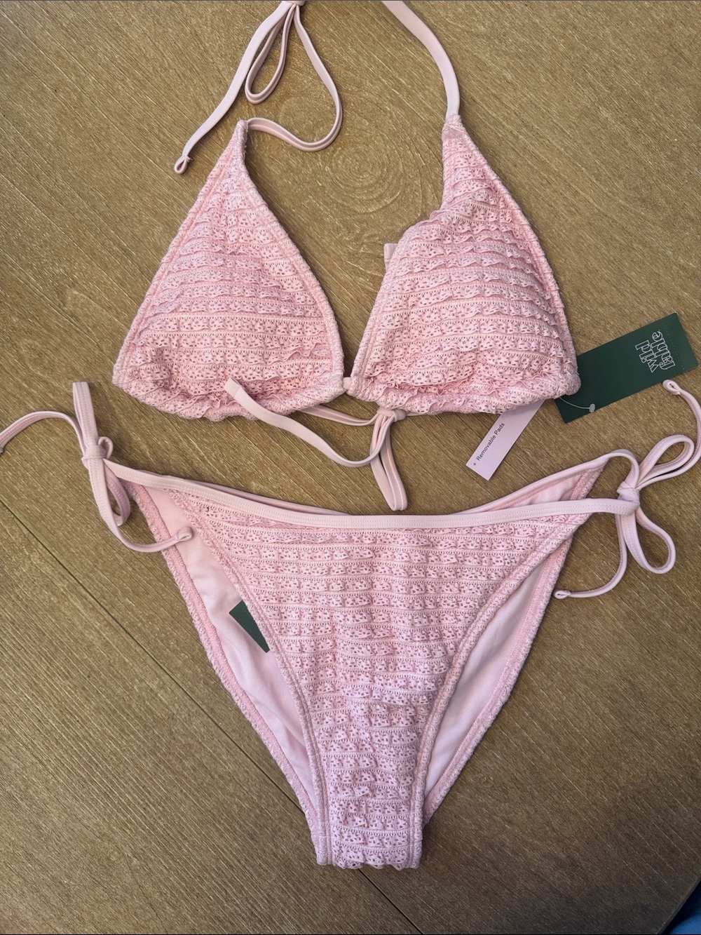 wild fable Light Pink Crochet Tie-Side Bikini Set